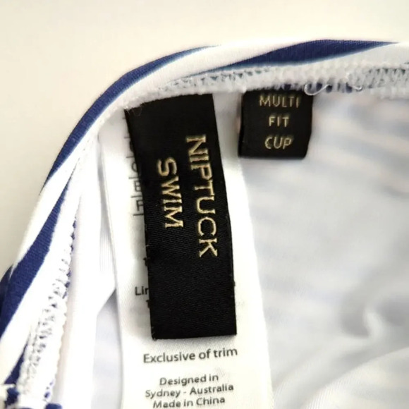 NIP TUCK  One Piece Swimsuit Nautical Stripe Adjustable Straps Size 4 - Picture 7 of 8